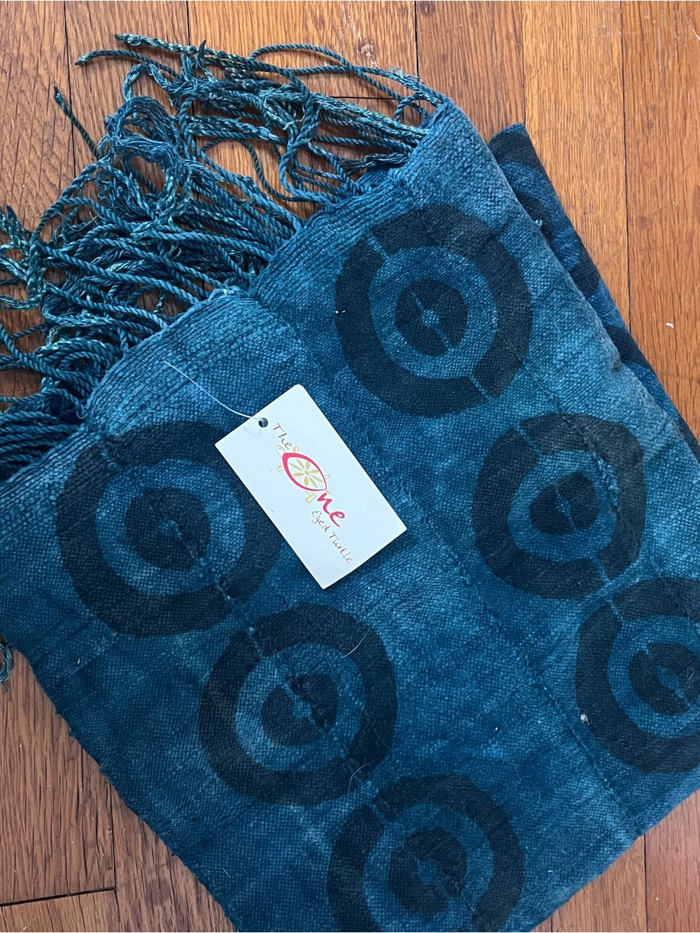 The One by Tea Textile Teal Fringe Table Runner /Shawl